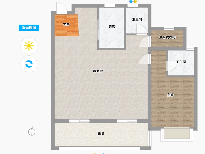 安徽省-合肥市-城建琥珀东华府-88.67-户型库-采光通风