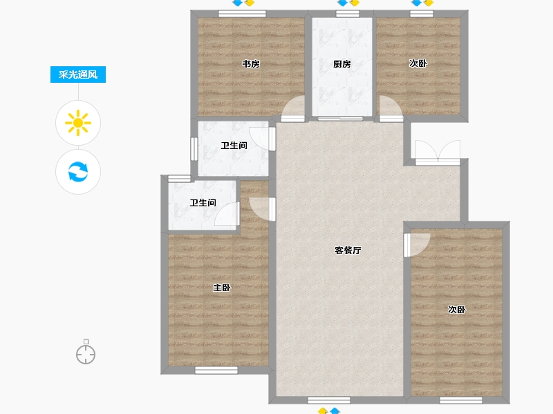 内蒙古自治区-赤峰市-迎宾花园-113.91-户型库-采光通风