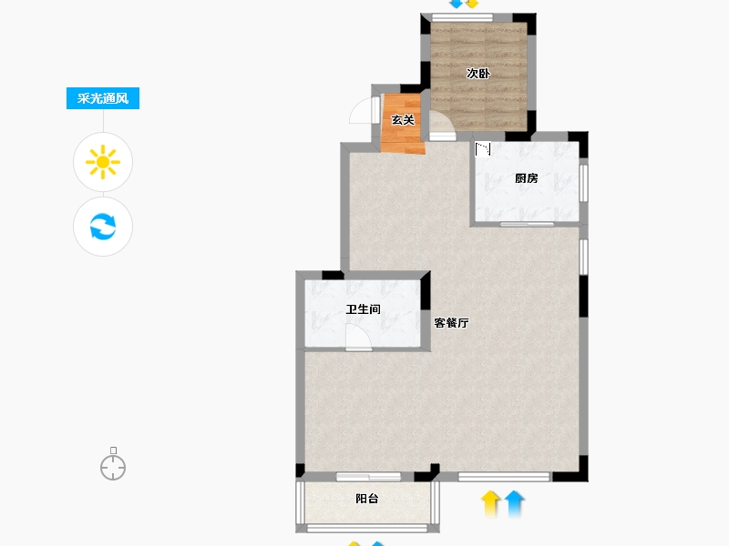 安徽省-合肥市-融创望海潮-80.34-户型库-采光通风