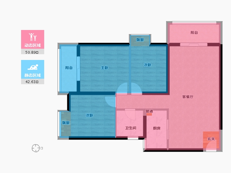 河南省-郑州市-升龙天汇广场3期-83.93-户型库-动静分区