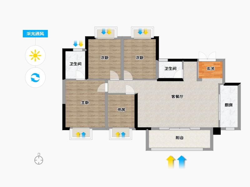 四川省-成都市-新城金樾府邸-101.68-户型库-采光通风