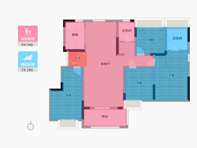 安徽省-合肥市-华盛大运城・东�X-108.32-户型库-动静分区