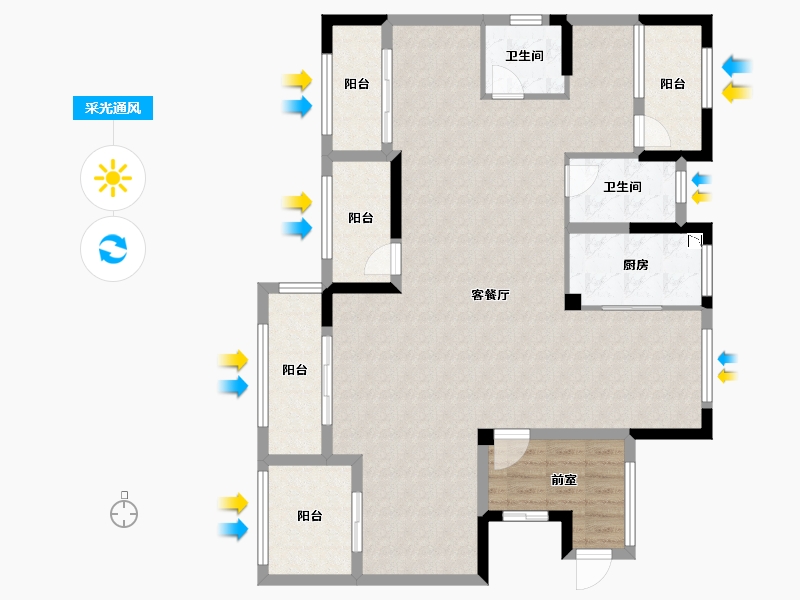 浙江省-温州市-碧桂园天麓府-119.01-户型库-采光通风