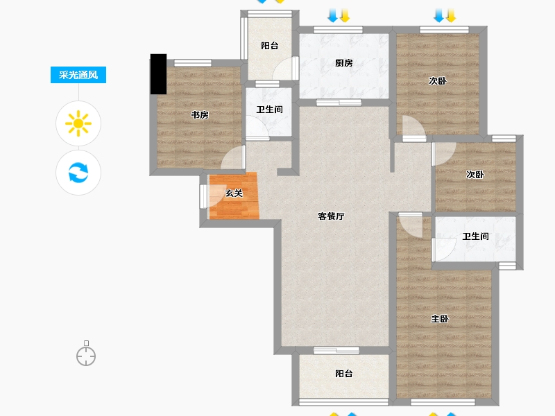 四川省-成都市-保利堂悦府-97.68-户型库-采光通风