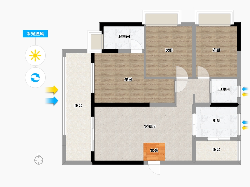 四川省-成都市-东山府锦-92.96-户型库-采光通风