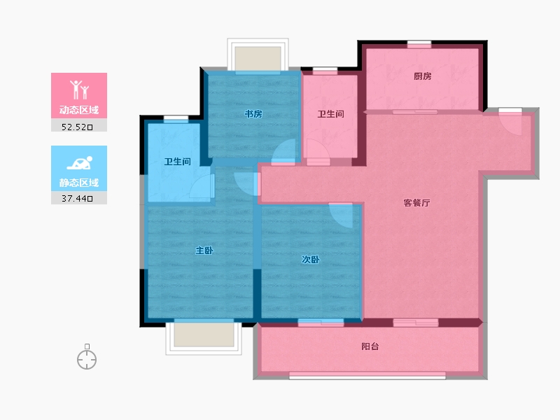 江苏省-无锡市-融创西羲里-80.00-户型库-动静分区