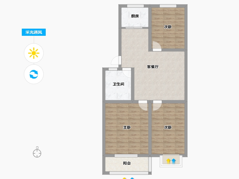 山东省-威海市-温阳花园-74.00-户型库-采光通风