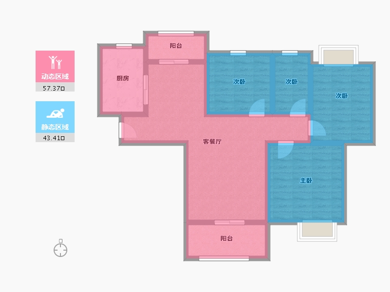 江苏省-宿迁市-新城首府-88.96-户型库-动静分区