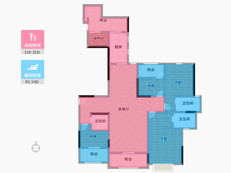 四川省-成都市-碧波豪庭-160.39-户型库-动静分区