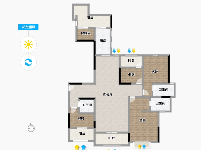 四川省-成都市-碧波豪庭-160.39-户型库-采光通风