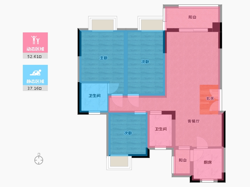 重庆-重庆市-建工半山郡-78.85-户型库-动静分区