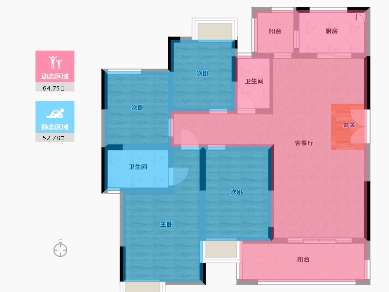 重庆-重庆市-建工半山郡-104.08-户型库-动静分区