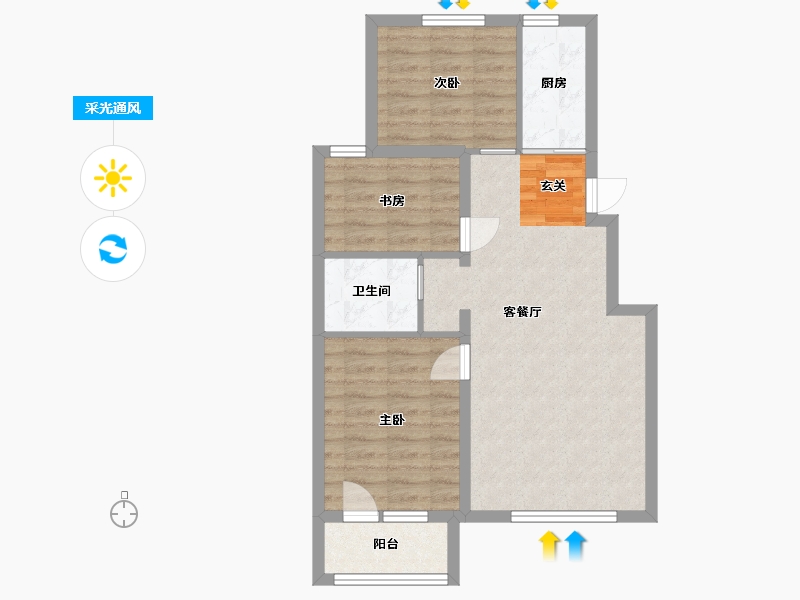 江苏省-南通市-首开缇香郡-68.56-户型库-采光通风