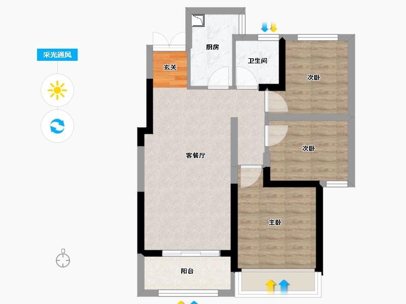 河南省-许昌市-中建.观湖珑府-59.93-户型库-采光通风