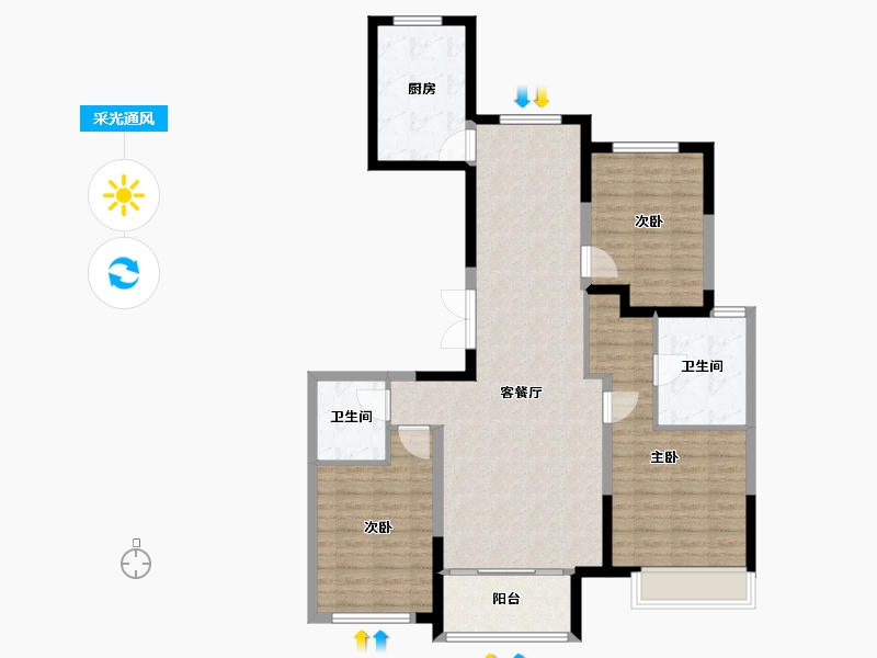 山东省-济南市-长青艺墅-106.00-户型库-采光通风