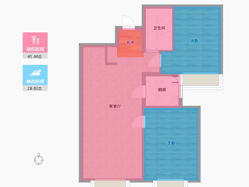 江苏省-南通市-京贸国际城-66.72-户型库-动静分区