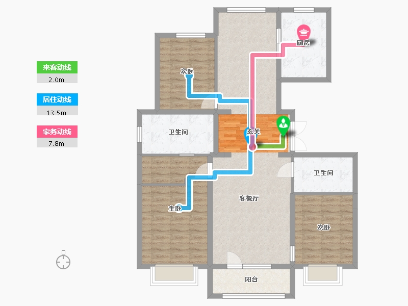 北京-北京市-西山锦绣府-111.07-户型库-动静线