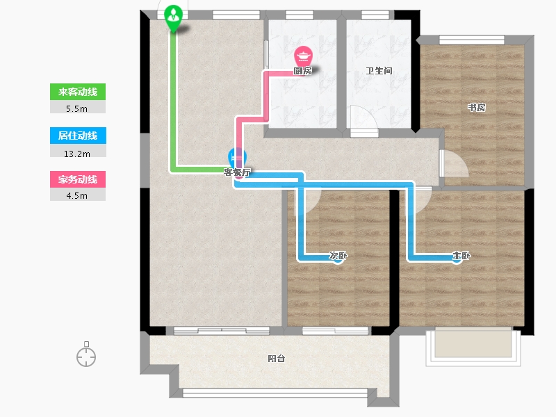 江苏省-徐州市-易龙新汉城-90.00-户型库-动静线