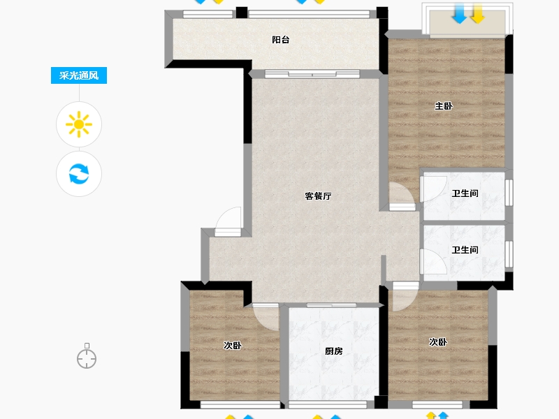 贵州省-遵义市-黔樾府-90.98-户型库-采光通风