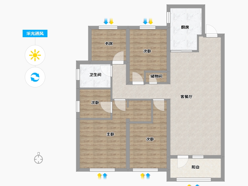 江苏省-苏州市-科技城金茂府-98.25-户型库-采光通风