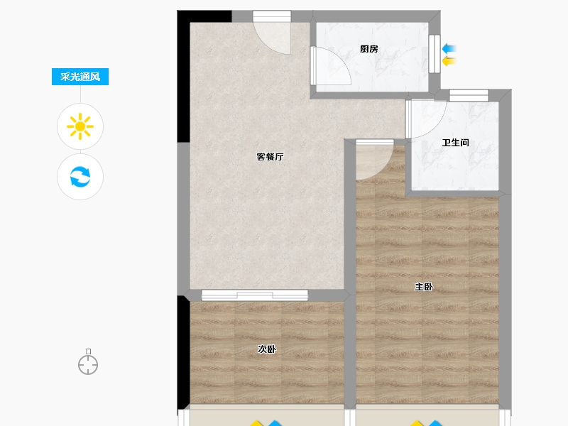 海南省-澄迈县-卓越卓越·盈滨悦府-46.55-户型库-采光通风