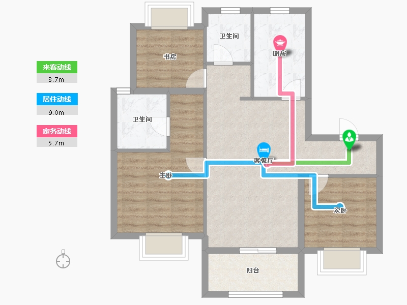 上海-上海市-东原碧桂园-76.00-户型库-动静线