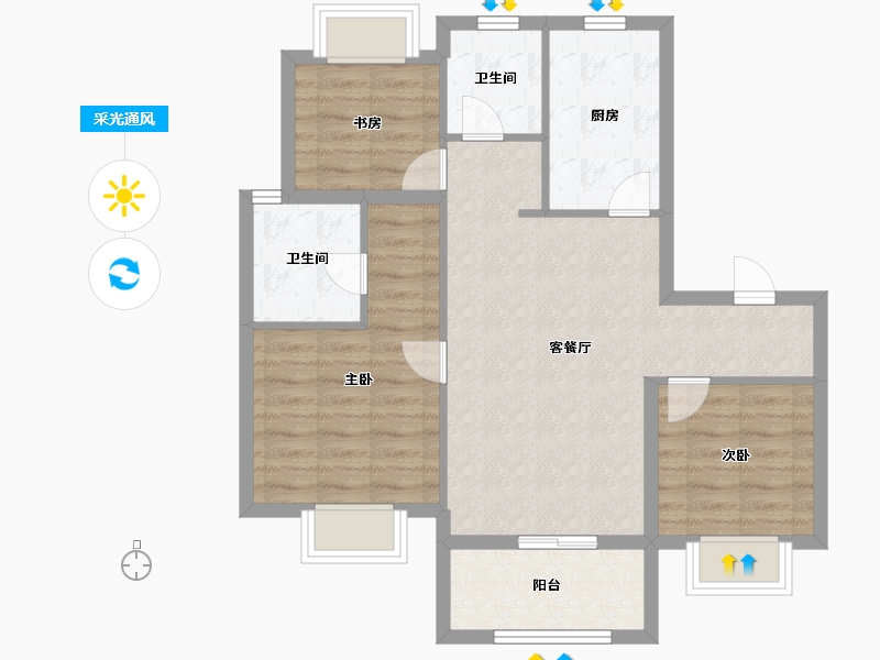 上海-上海市-东原碧桂园-76.00-户型库-采光通风