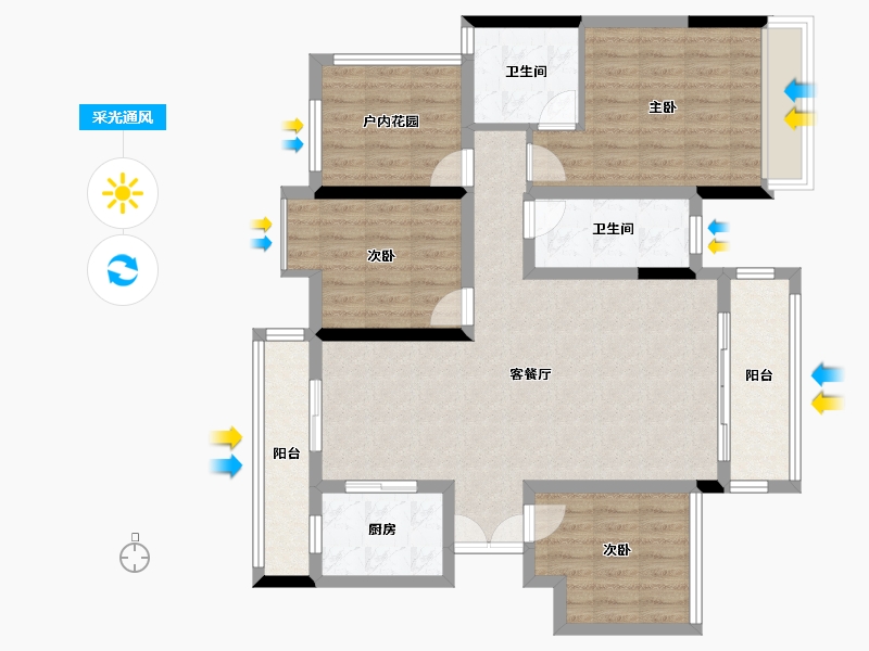 湖南省-永州市-江南・幸福里-102.57-户型库-采光通风