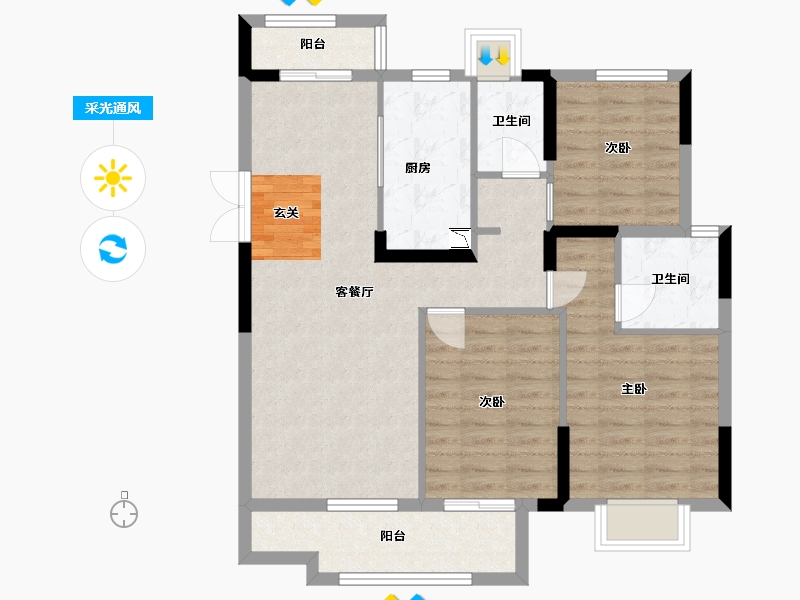 湖北省-武汉市-融侨方圆-87.80-户型库-采光通风