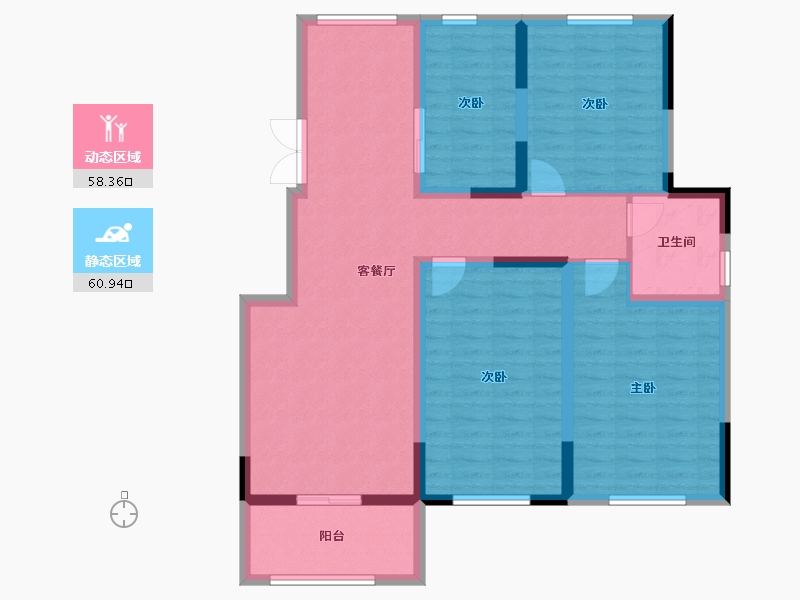 江苏省-淮安市-鼎泰沁园-107.00-户型库-动静分区