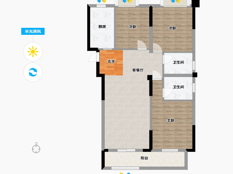 湖北省-武汉市-宝业星毓府-97.39-户型库-采光通风