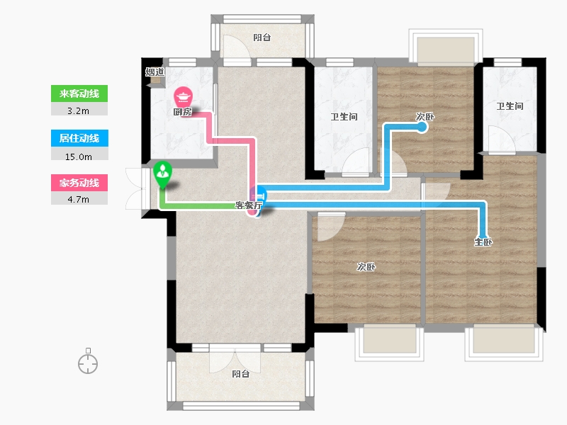 湖北省-武汉市-新长江香榭国际城-86.76-户型库-动静线