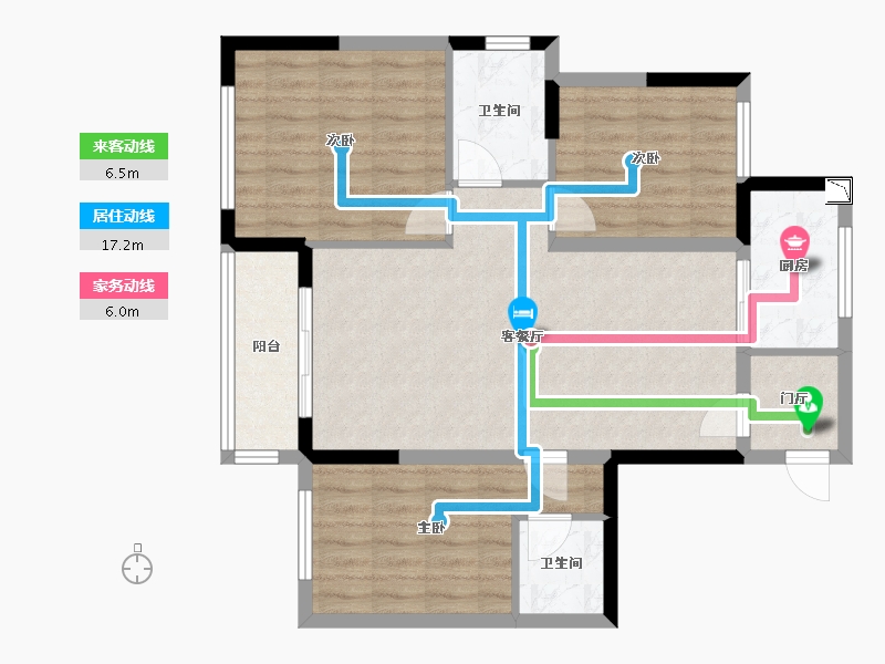 浙江省-温州市-龙湾大院-83.08-户型库-动静线