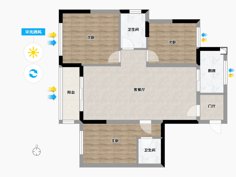 浙江省-温州市-龙湾大院-83.08-户型库-采光通风