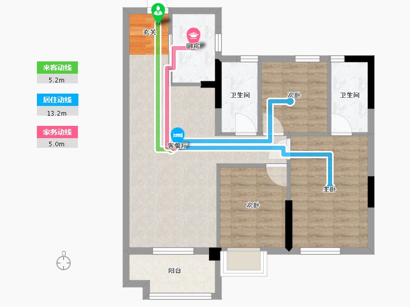 福建省-福州市-万科紫台-70.61-户型库-动静线