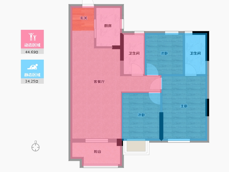 福建省-福州市-万科紫台-70.61-户型库-动静分区