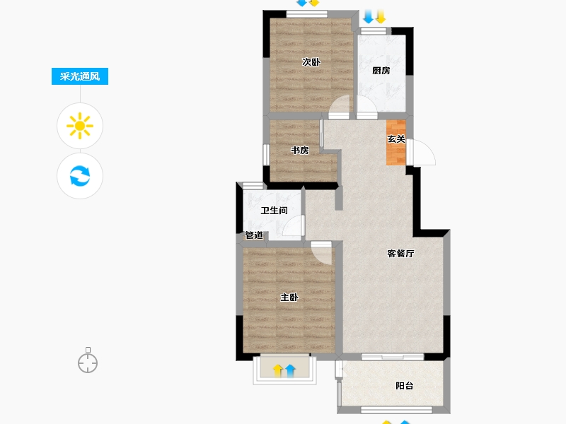 江苏省-南京市-中交锦�m荟-68.79-户型库-采光通风