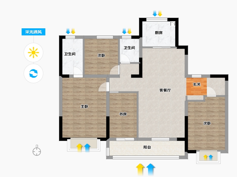 江苏省-南京市-中建熙元府-101.84-户型库-采光通风