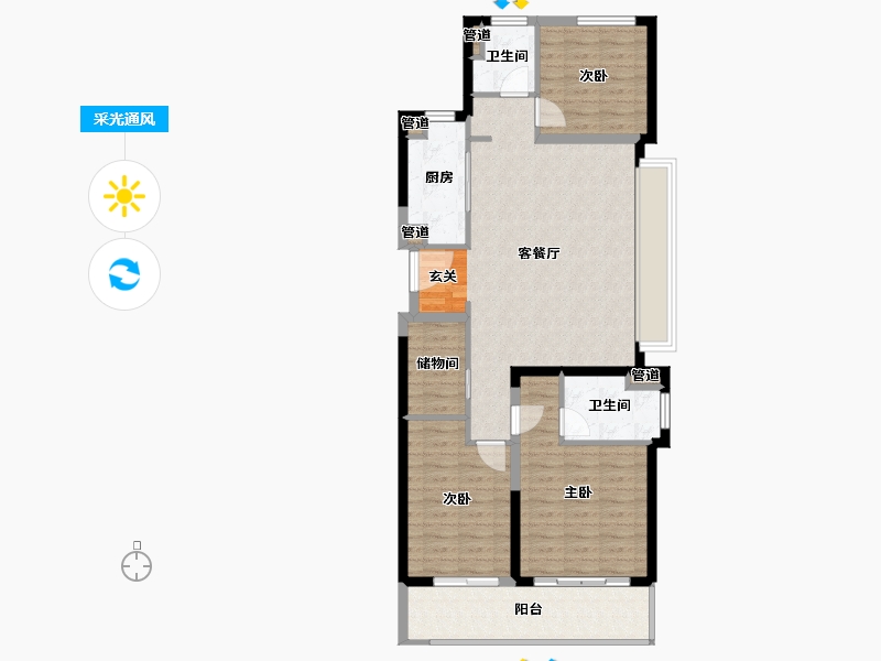 江苏省-南京市-云逸都荟花园西区-95.00-户型库-采光通风