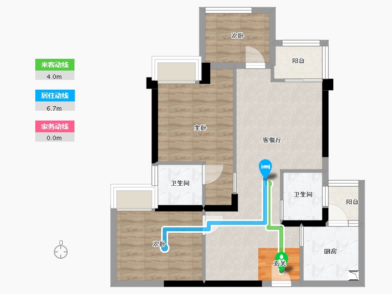 重庆-重庆市-阳光城・翡丽公园-67.72-户型库-动静线