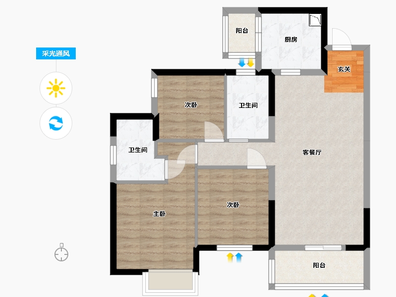 广西壮族自治区-南宁市-华润置地西园悦府-82.09-户型库-采光通风