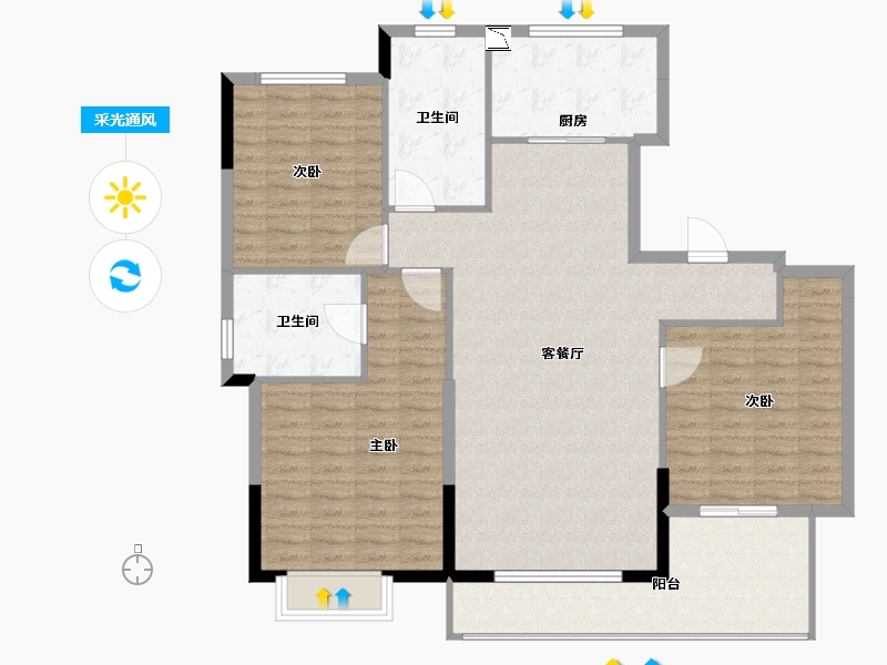 浙江省-湖州市-锦绣水岸-130.00-户型库-采光通风