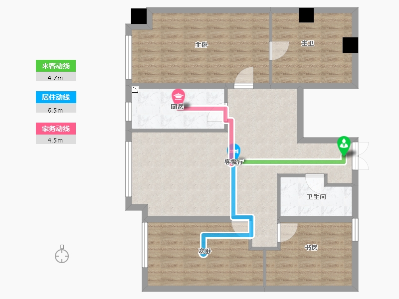 江苏省-南通市-华业玫瑰东筑-91.89-户型库-动静线