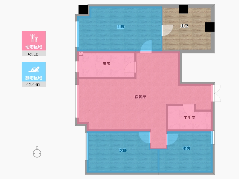 江苏省-南通市-华业玫瑰东筑-91.89-户型库-动静分区