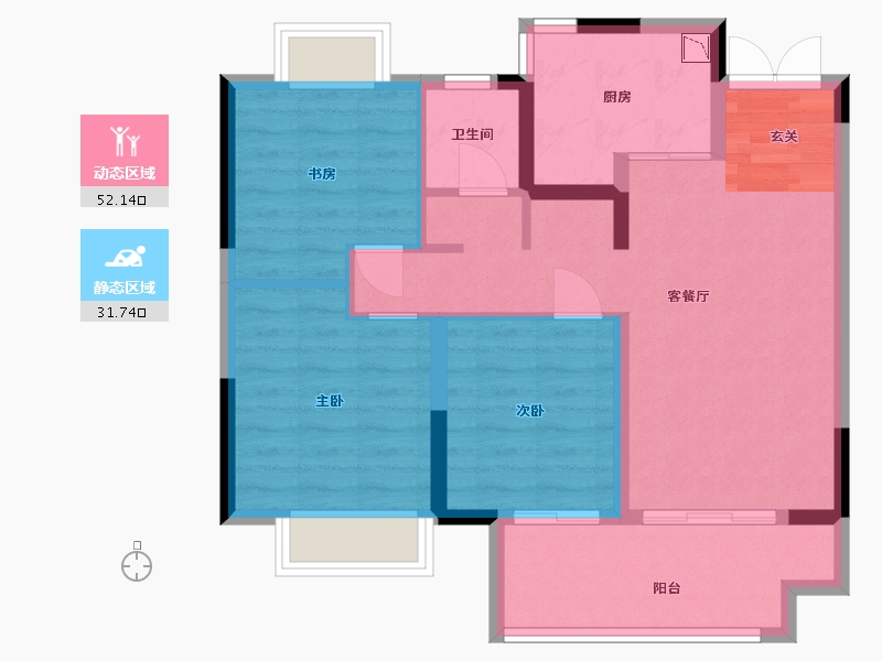 江苏省-常州市-水岸首府-74.67-户型库-动静分区