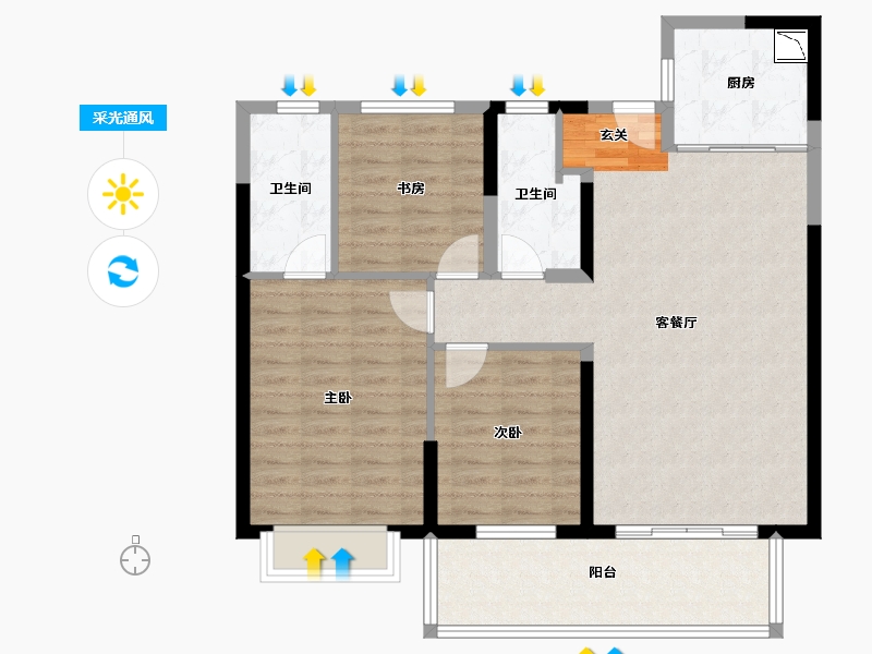 福建省-漳州市-中海上湾-95.57-户型库-采光通风