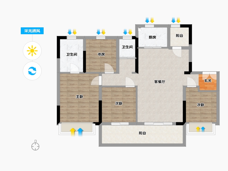 安徽省-宿州市-恒泰・悦�Z府-102.40-户型库-采光通风