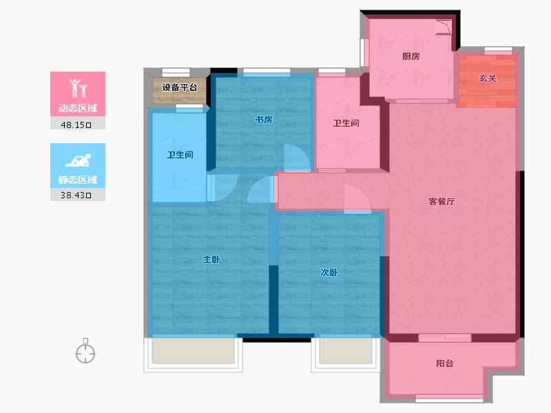 江苏省-常州市-桃李东方-77.95-户型库-动静分区