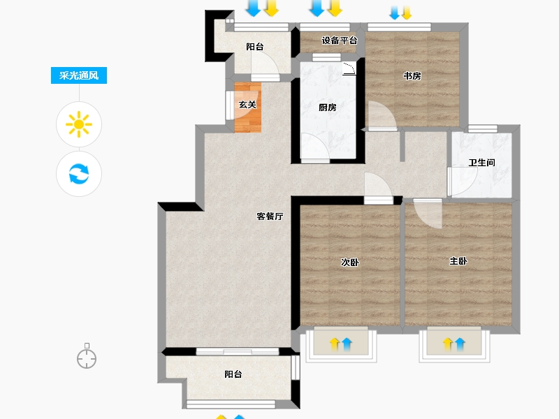 浙江省-舟山市-恒大悦珑湾-77.06-户型库-采光通风