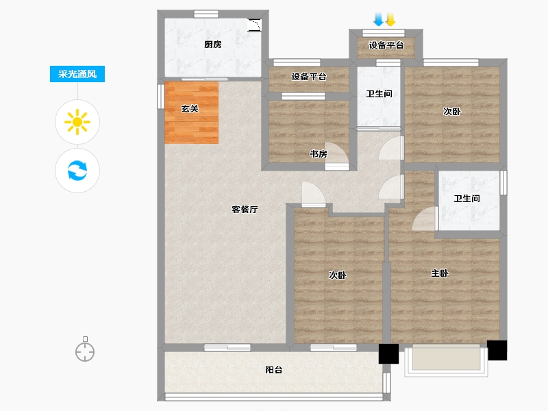 浙江省-舟山市-碧桂园・翡丽湾-109.94-户型库-采光通风